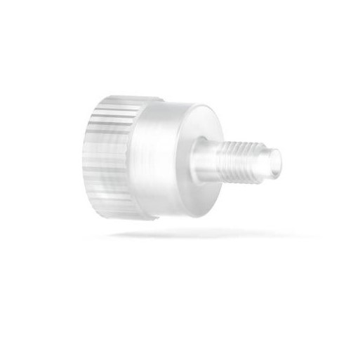 Upchurch Scientific English Threaded Adapter, 1/2-20 Flat-Bottom Female to 1/4-28 Flat-Bottom Male Thread, 3.20 mm Thru-hole, Clear, PCTFE - Single - P-684 - Click Image to Close